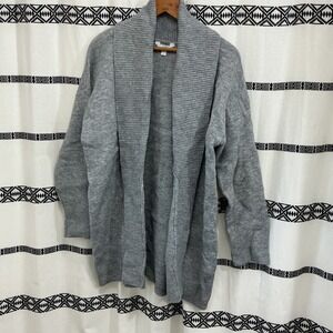 Time and True Women's Gray Knit Open Front Cardigan Sweater Cozy Size 12-14
